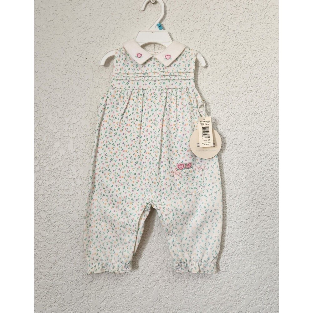 Vintage Honey Pot Baby Girls’ Size 6 Months Bodysuit Hat Set Overalls  Tulips